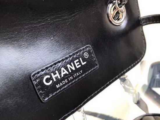 Chanel Flap Bag Crumpled Calfskin and PVC Black