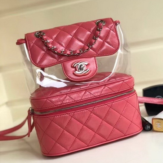 Chanel Flap Bag Crumpled Calfskin and PVC Pink