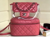 Chanel Flap Bag Crumpled Calfskin and PVC Pink