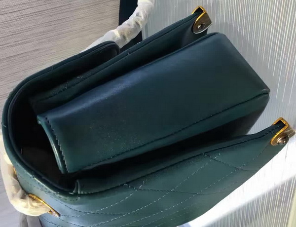 Chanel Flap Bag Dark Green Lambskin Gold and Ruthenium Metal for Sale