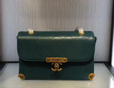 Chanel Flap Bag Dark Green Lambskin Gold and Ruthenium Metal for Sale