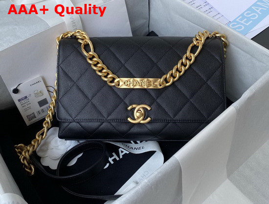 Chanel Flap Bag Grained Calfskin Gold Tone Metal Black Ref AS2764 Replica