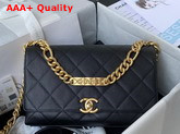 Chanel Flap Bag Grained Calfskin Gold Tone Metal Black Ref AS2764 Replica