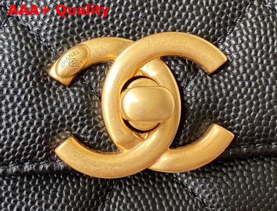 Chanel Flap Bag Grained Calfskin Gold Tone Metal Black Ref AS2764 Replica