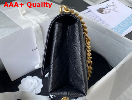 Chanel Flap Bag Grained Calfskin Gold Tone Metal Black Ref AS2764 Replica