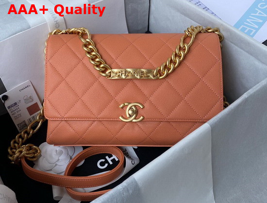 Chanel Flap Bag Grained Calfskin Gold Tone Metal Brown Ref AS2764 Replica