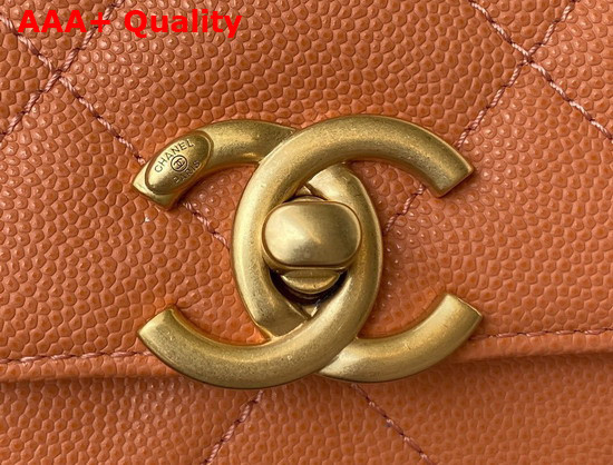 Chanel Flap Bag Grained Calfskin Gold Tone Metal Brown Ref AS2764 Replica