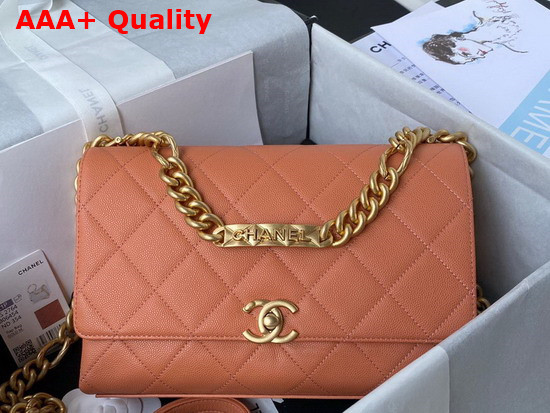 Chanel Flap Bag Grained Calfskin Gold Tone Metal Brown Ref AS2764 Replica