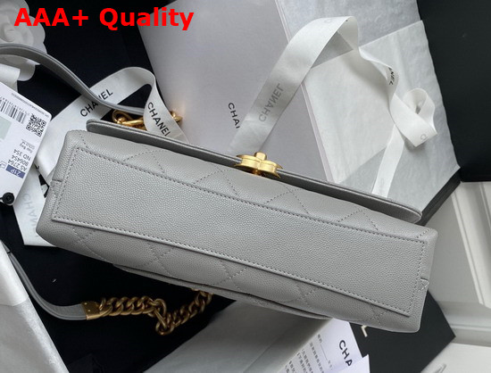 Chanel Flap Bag Grained Calfskin Gold Tone Metal Gray Ref AS2764 Replica