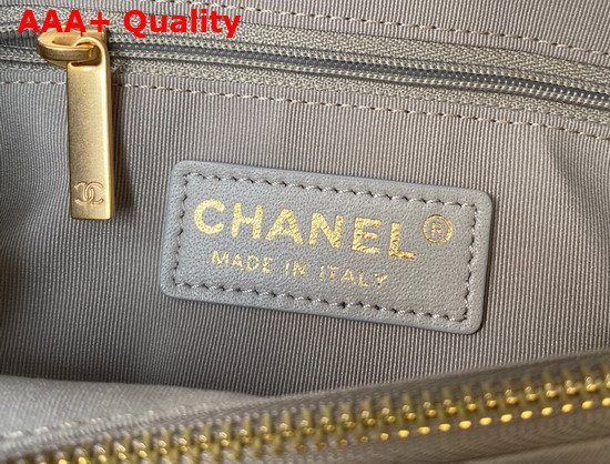 Chanel Flap Bag Grained Calfskin Gold Tone Metal Gray Ref AS2764 Replica