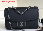 Chanel Flap Bag Grained Calfskin Ruthenium Tone Metal Black Replica