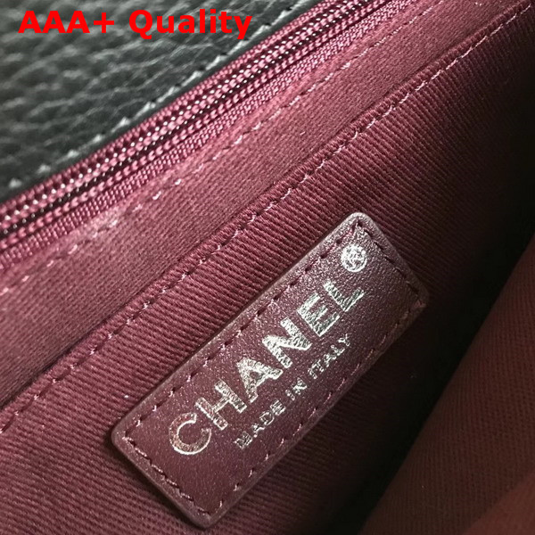 Chanel Flap Bag Grained Calfskin Ruthenium Tone Metal Black Replica