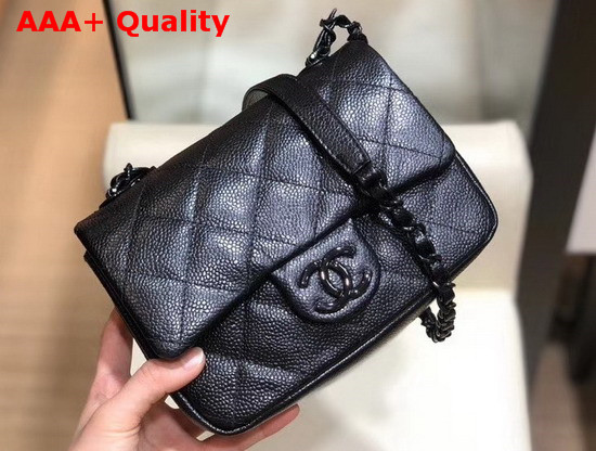 Chanel Flap Bag Grained Calfskin and Lacequered Metal Black AS1784 Replica