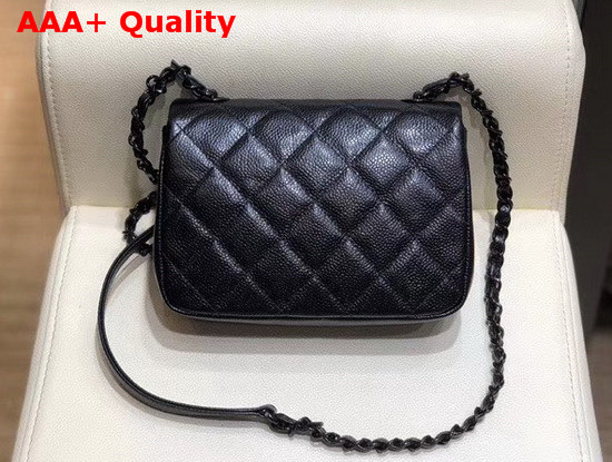 Chanel Flap Bag Grained Calfskin and Lacequered Metal Black AS1784 Replica