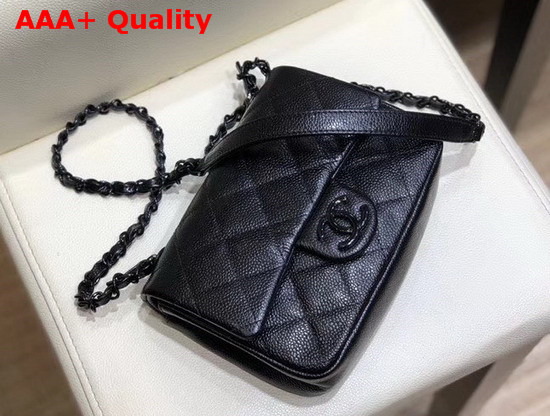 Chanel Flap Bag Grained Calfskin and Lacequered Metal Black AS1784 Replica