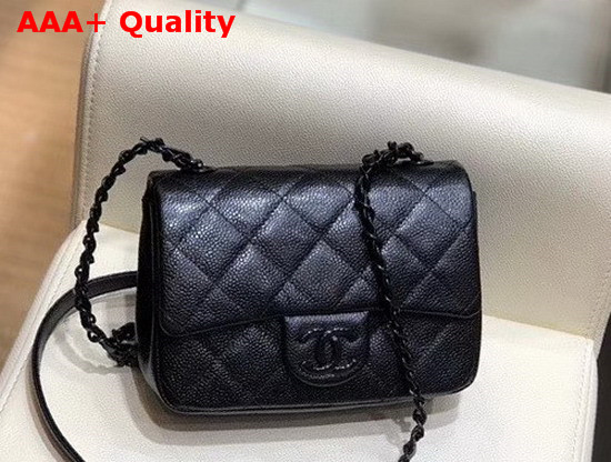 Chanel Flap Bag Grained Calfskin and Lacequered Metal Black AS1784 Replica