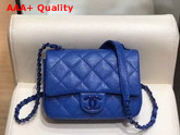 Chanel Flap Bag Grained Calfskin and Lacequered Metal Dark Blue AS1784 Replica