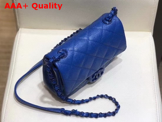 Chanel Flap Bag Grained Calfskin and Lacequered Metal Dark Blue AS1784 Replica