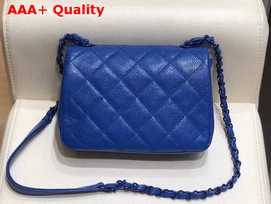 Chanel Flap Bag Grained Calfskin and Lacequered Metal Dark Blue AS1784 Replica