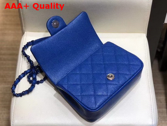 Chanel Flap Bag Grained Calfskin and Lacequered Metal Dark Blue AS1784 Replica