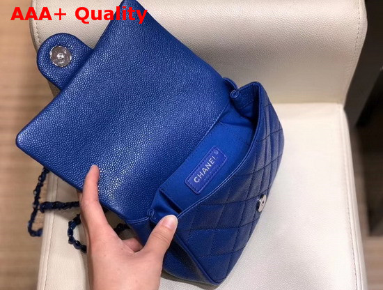 Chanel Flap Bag Grained Calfskin and Lacequered Metal Dark Blue AS1784 Replica