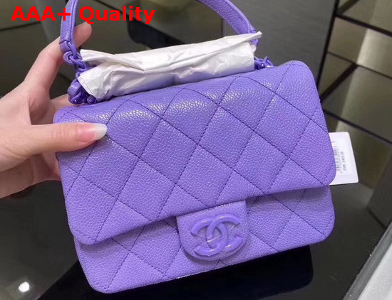 Chanel Flap Bag Grained Calfskin and Lacequered Metal Light Purple AS1784 Replica