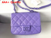 Chanel Flap Bag Grained Calfskin and Lacequered Metal Light Purple AS1784 Replica