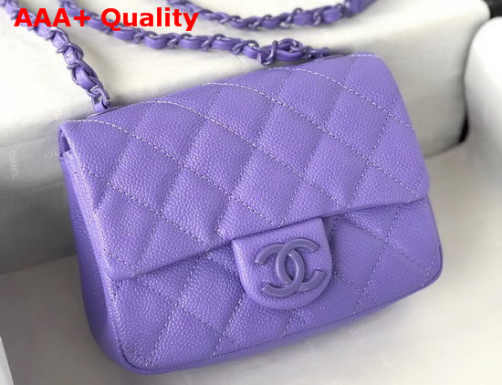 Chanel Flap Bag Grained Calfskin and Lacequered Metal Light Purple AS1784 Replica