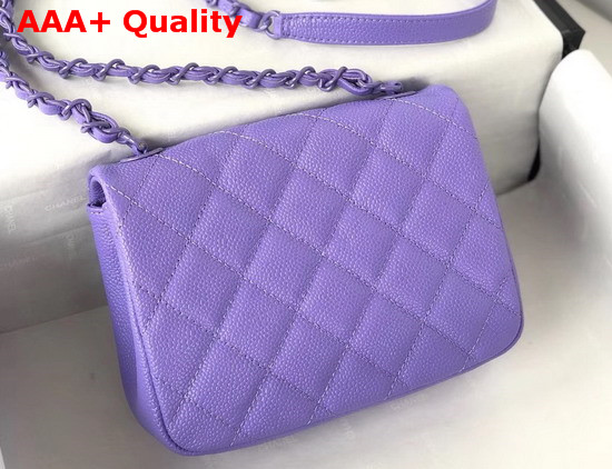 Chanel Flap Bag Grained Calfskin and Lacequered Metal Light Purple AS1784 Replica