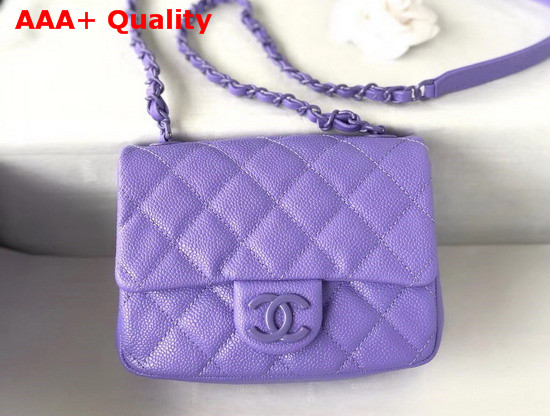 Chanel Flap Bag Grained Calfskin and Lacequered Metal Light Purple AS1784 Replica