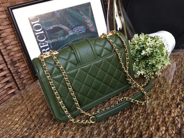 Chanel Flap Bag Green Lambskin Gold Hardware for Sale