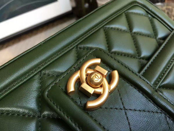 Chanel Flap Bag Green Lambskin Gold Hardware for Sale