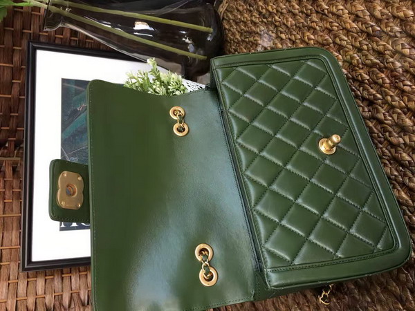 Chanel Flap Bag Green Lambskin Gold Hardware for Sale