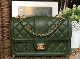 Chanel Flap Bag Green Lambskin Gold Hardware for Sale