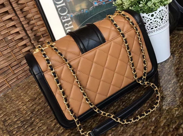 Chanel Flap Bag Lambskin Beige and Black for Sale