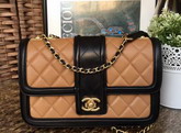 Chanel Flap Bag Lambskin Beige and Black for Sale