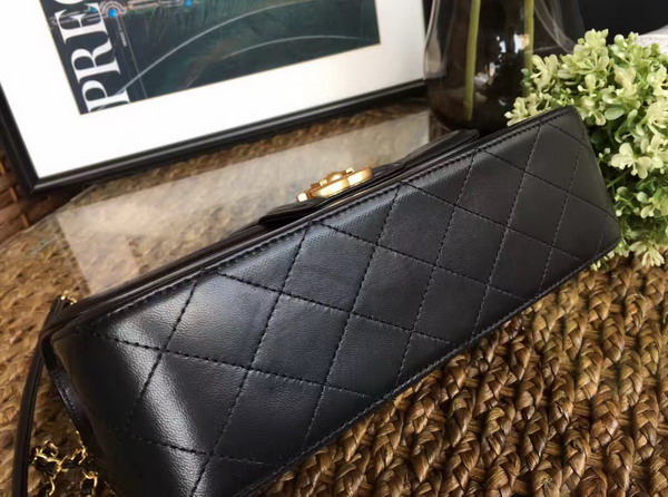 Chanel Flap Bag Lambskin Black Gold Hardware for Sale