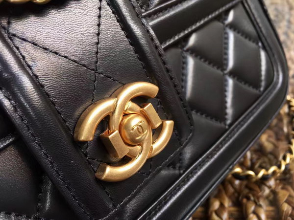 Chanel Flap Bag Lambskin Black Gold Hardware for Sale