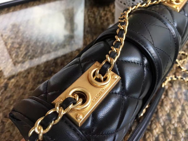 Chanel Flap Bag Lambskin Black Gold Hardware for Sale