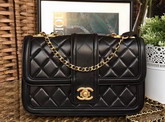 Chanel Flap Bag Lambskin Black Gold Hardware for Sale