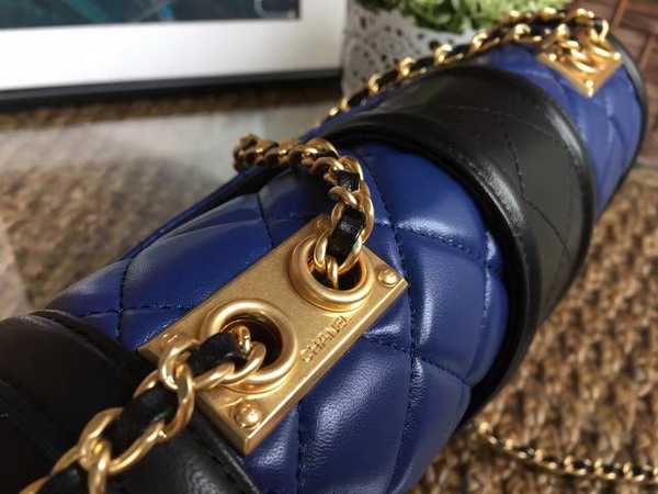 Chanel Flap Bag Lambskin Blue and Black for Sale