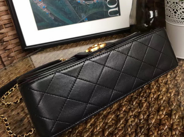 Chanel Flap Bag Lambskin Blue and Black for Sale