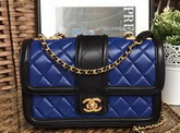 Chanel Flap Bag Lambskin Blue and Black for Sale