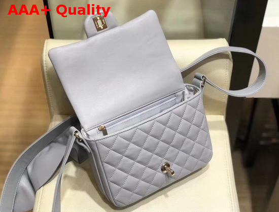 Chanel Flap Bag Lambskin Calfskin and Gold Tone Metal Light Grey AS1737 Replica