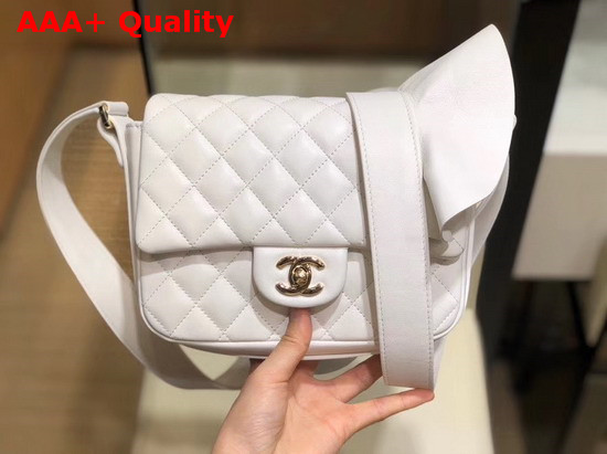 Chanel Flap Bag Lambskin Calfskin and Gold Tone Metal White AS1737 Replica