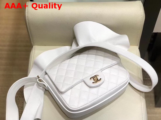 Chanel Flap Bag Lambskin Calfskin and Gold Tone Metal White AS1737 Replica