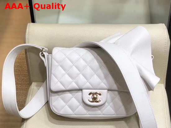 Chanel Flap Bag Lambskin Calfskin and Gold Tone Metal White AS1737 Replica