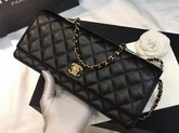 Chanel Flap Bag Lambskin Fantasy Pearls Gold Metal Black for Sale