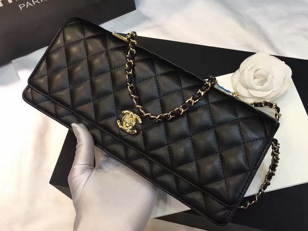 Chanel Flap Bag Lambskin Fantasy Pearls Gold Metal Black for Sale