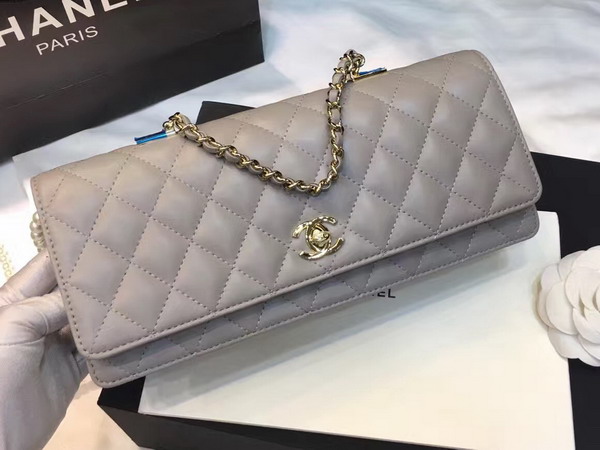 Chanel Flap Bag Lambskin Fantasy Pearls Gold Metal Grey for Sale